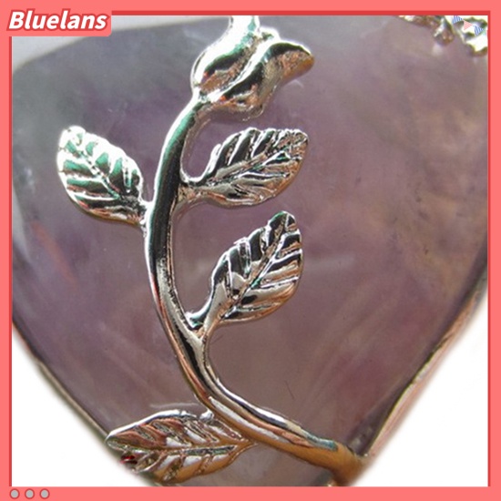 Bluelans Women Rose Quartz Alloy Flower Necklace Pendant Heart Inlaid Charm Jewelry