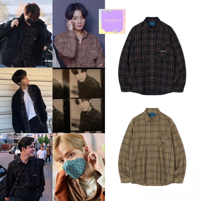 (PO) OFFICIAL SALE Diamond Layla Fluff Mood Check Shirt worn BTS Jungkook JK NCT Doyoung Ateez Yunho