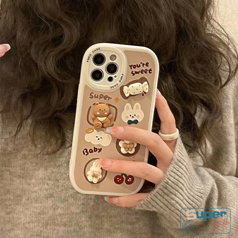 Mainan Boneka Kartun Manis Case Samsung A12 A04s A14 A52 A04 A53 A73 A32 A52s A22 A23 A03s A13 A50s A21s A30s A33 A20 A11 A72 A03 A10s A71 A51 A20s A31 Candy Bear Rabbit Soft Cover
