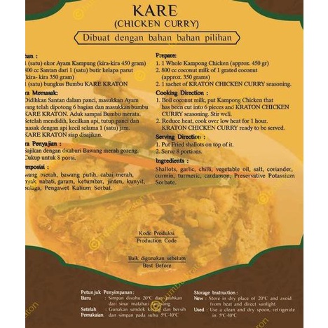 

Termurah dan terbaik Kraton Bumbu Kare 145gr gas !!