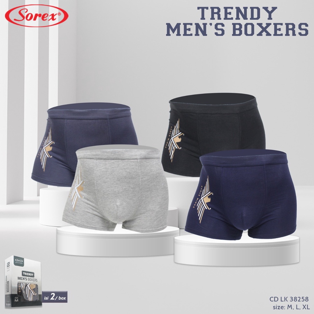 Celana Boxer Pria Sorex Srx 38258 Isi 2 Pcs/Pack