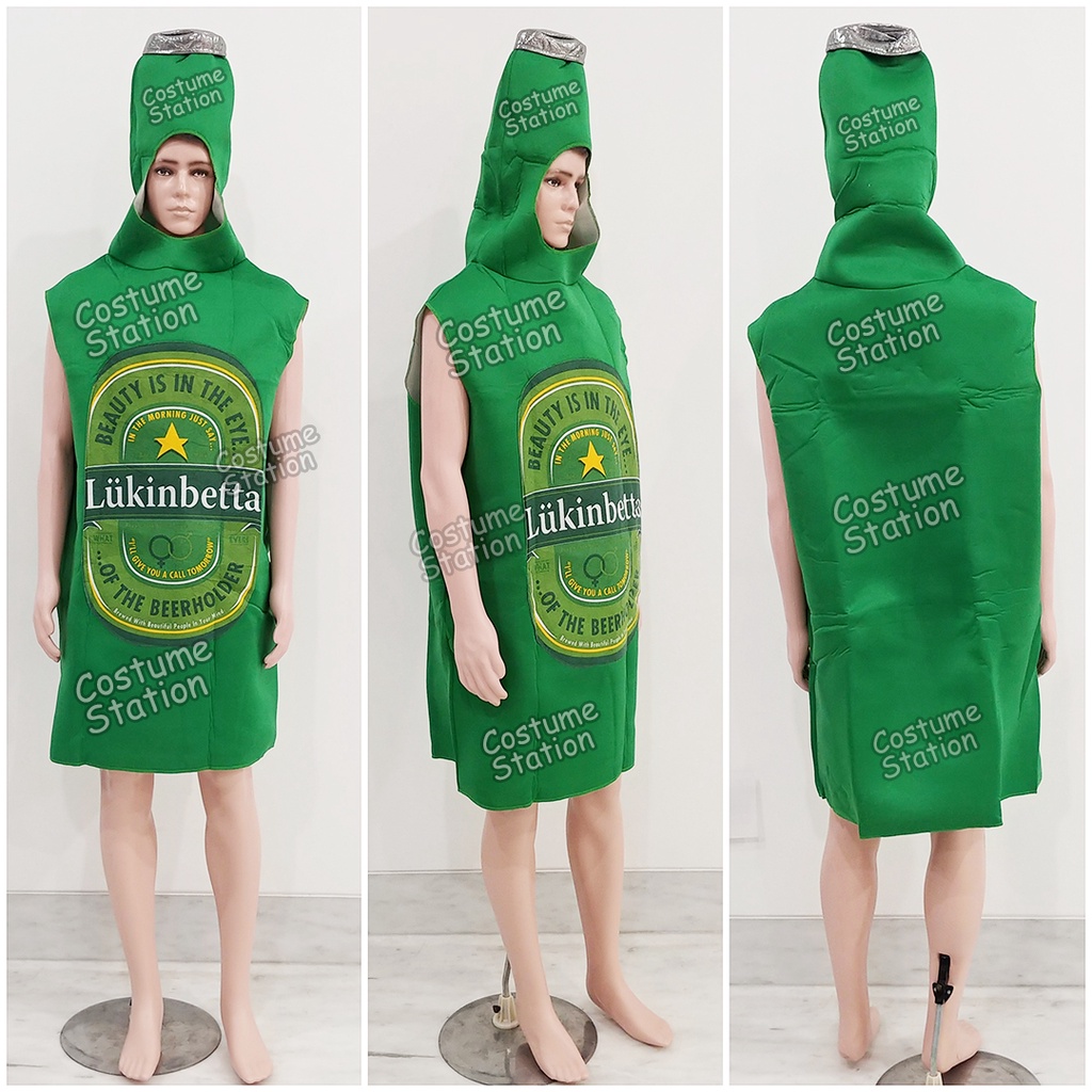 Kostum Beer Mascot / Costume Botol Bir Maskot Onesie Minuman Halloween dewasa