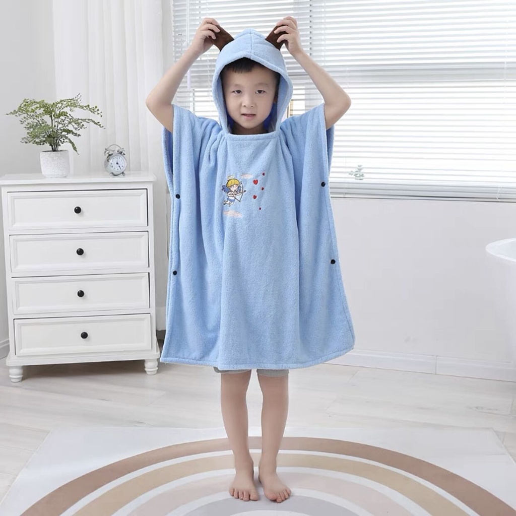 GM202 - Handuk Mandi Anak Dengan Model Mantel Motif RUSA/Handuk Ponco/Handuk Renang Anak/Handuk Jubah Anak