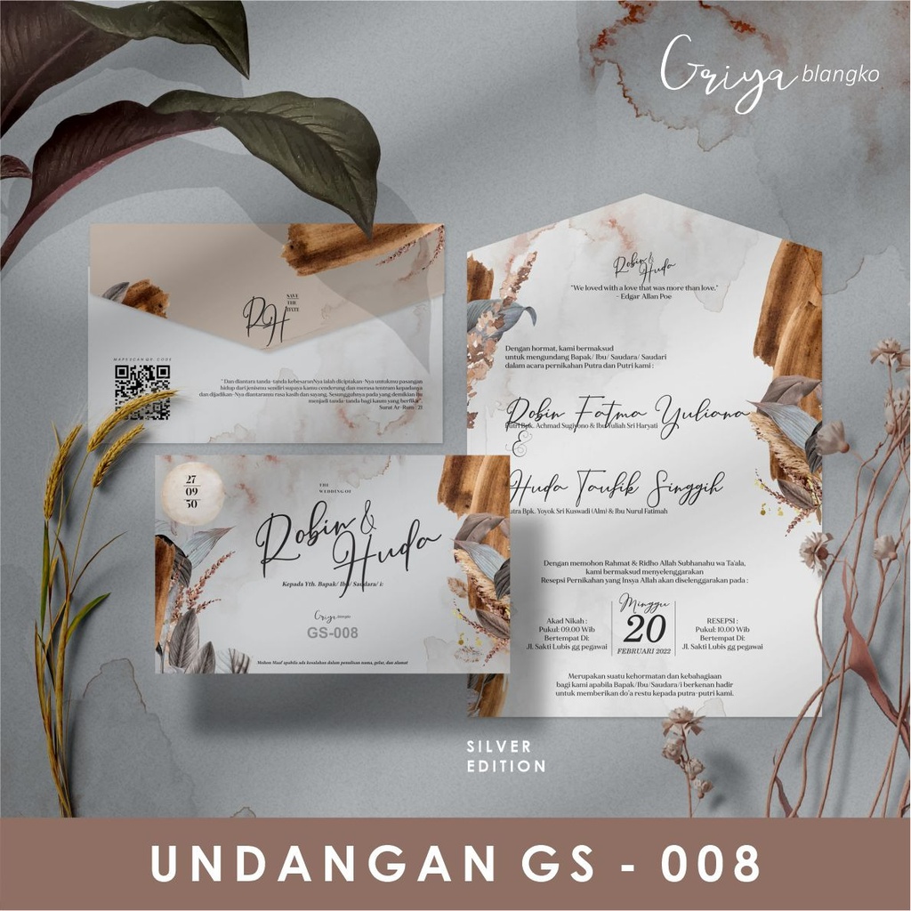 UNDANGAN GS-008 | SILVER EDITION | Undangan Pernikahan Murah | Blangko Undangan | Griya Blangko | Un