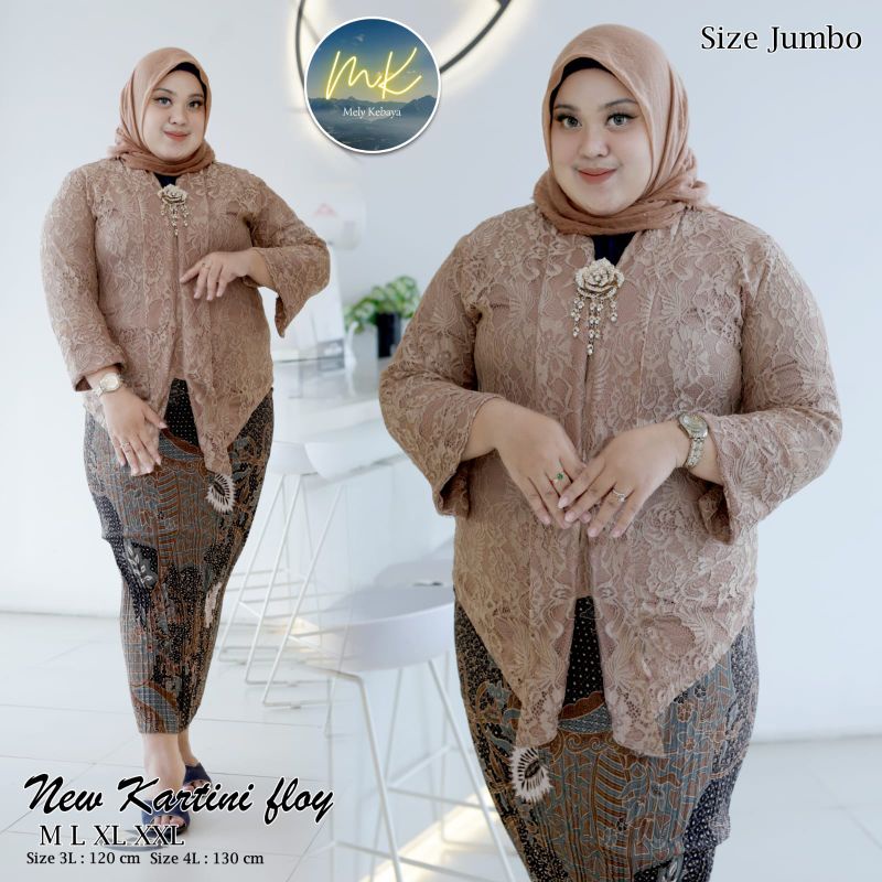 Dewi • SETELAN KEBAYA KARTINI JUMBO LD 130 120 110 / KEBAYA FLOY KUTUBARU ENCIM MODERN / BLOUSE WANI
