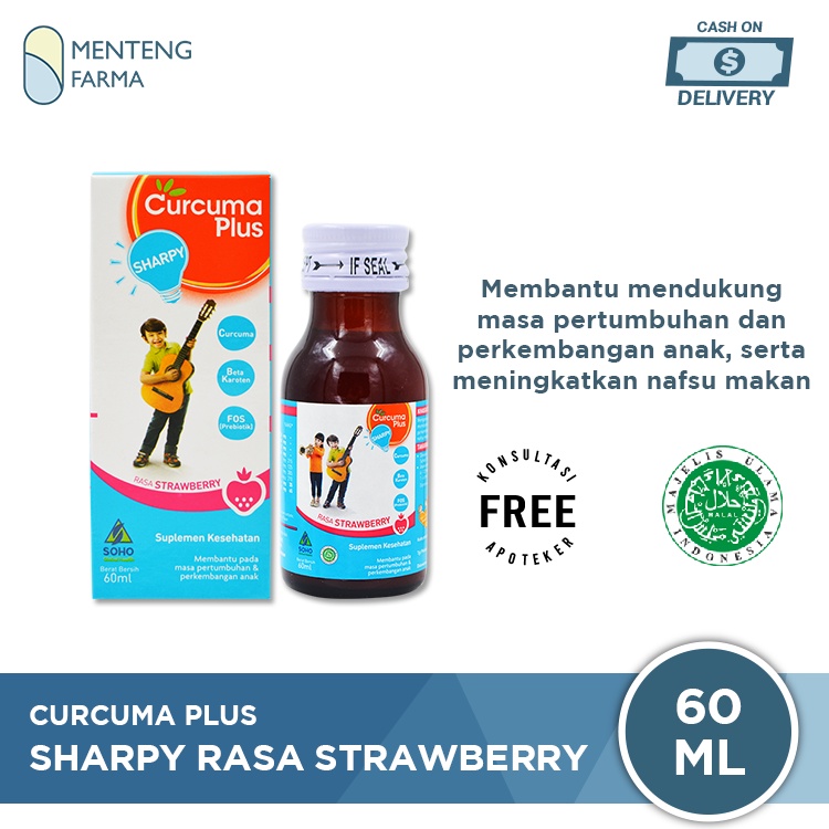 Curcuma Plus Sharpy Rasa Strawberry 60 mL - Suplemen Pertumbuhan dan Penambah Nafsu Makan Anak