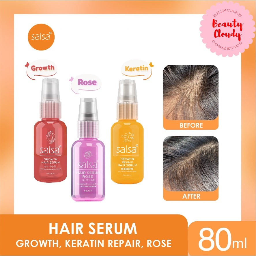 ❤️ Cloudy ❤️ SALSA Hair Serum - Spray Perawatan Rambut Keratin , Rose &amp; Growth Treatment - 80ml