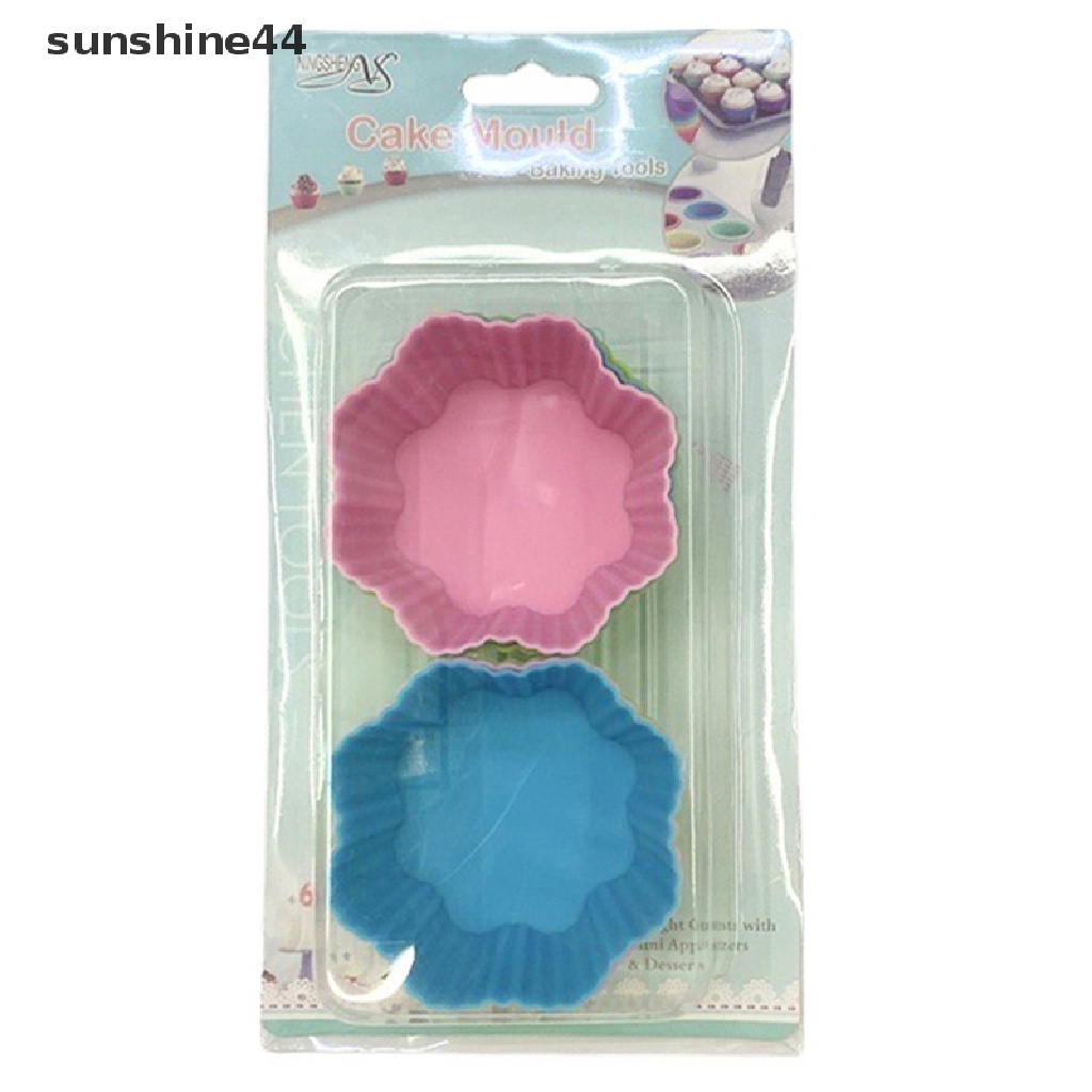Sunshine 6Pcs / Set Cetakan Kue / Cupcake DIY Bahan Silikon