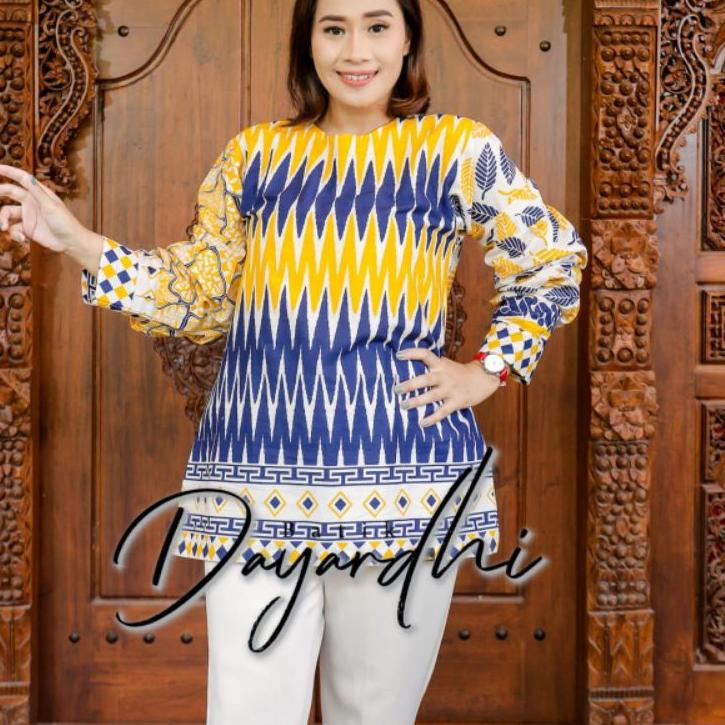 Terpercaya Batik zigzag kuning blouse batik wanita jumbo batik warna kuning baju batik wanita