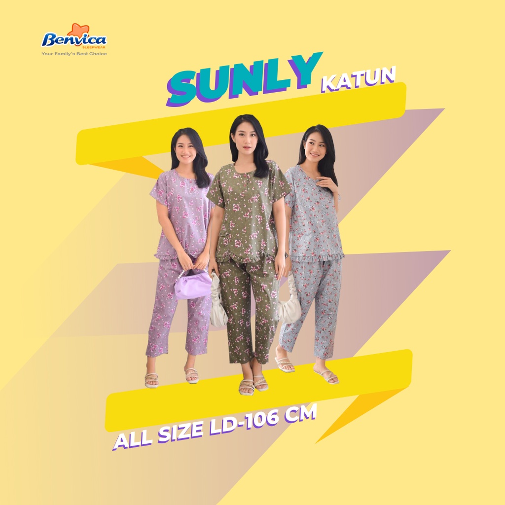 BAJU TIDUR CELANA PANJANG KATUN MOTIF BUNGA ADEM PREMIUM SUNLY