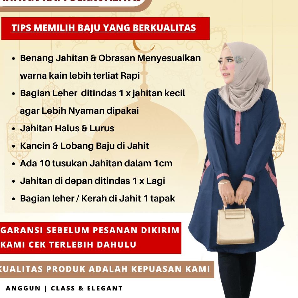 Baju Tunik Bahan Katun Toyobo Muslim Wanita2022 Kekinian Remaja Premium Kombinasi Warna A3 ‑ PWT.18O