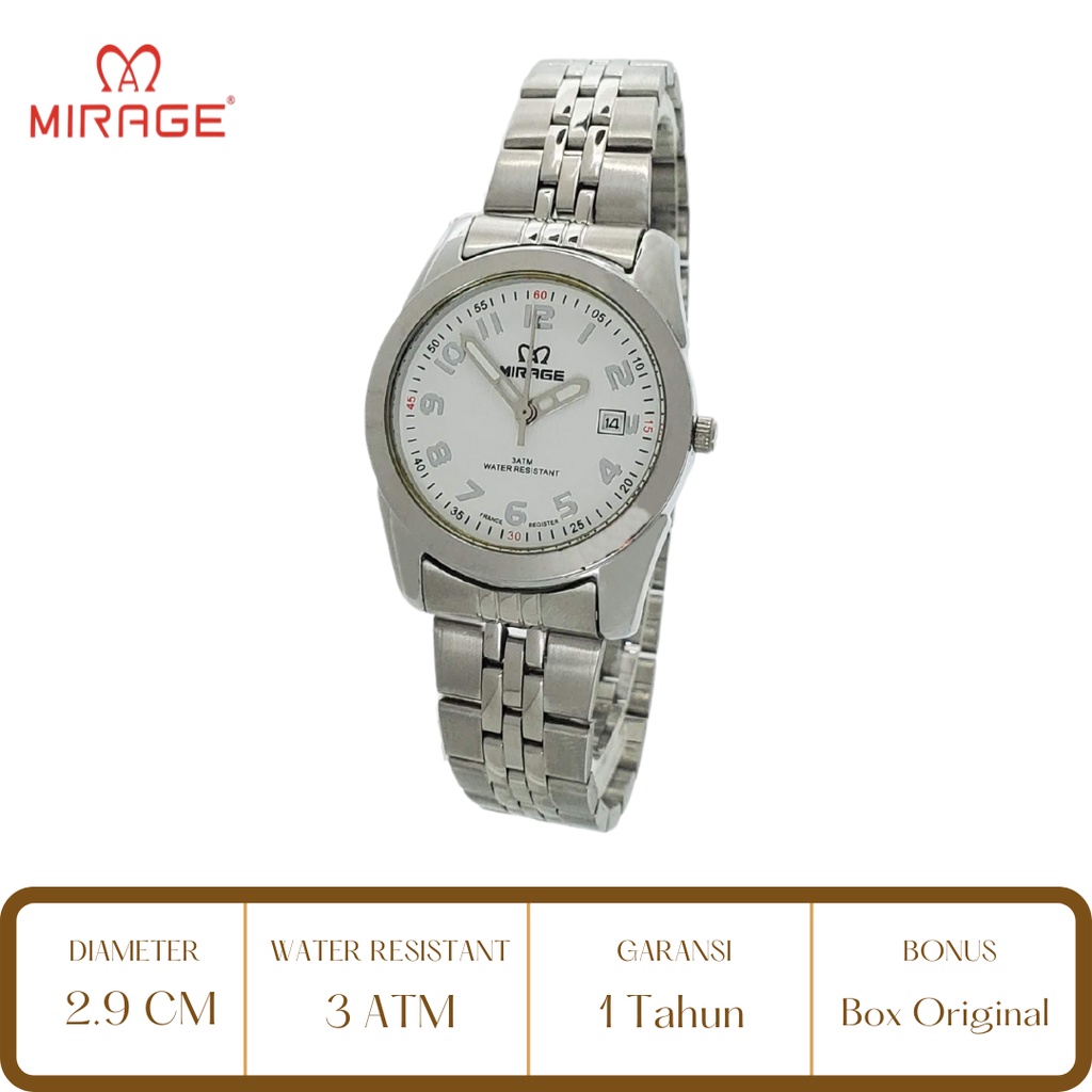 Mirage Watch Official Jam Tangan Wanita Mirage Silver 8270 BRP L