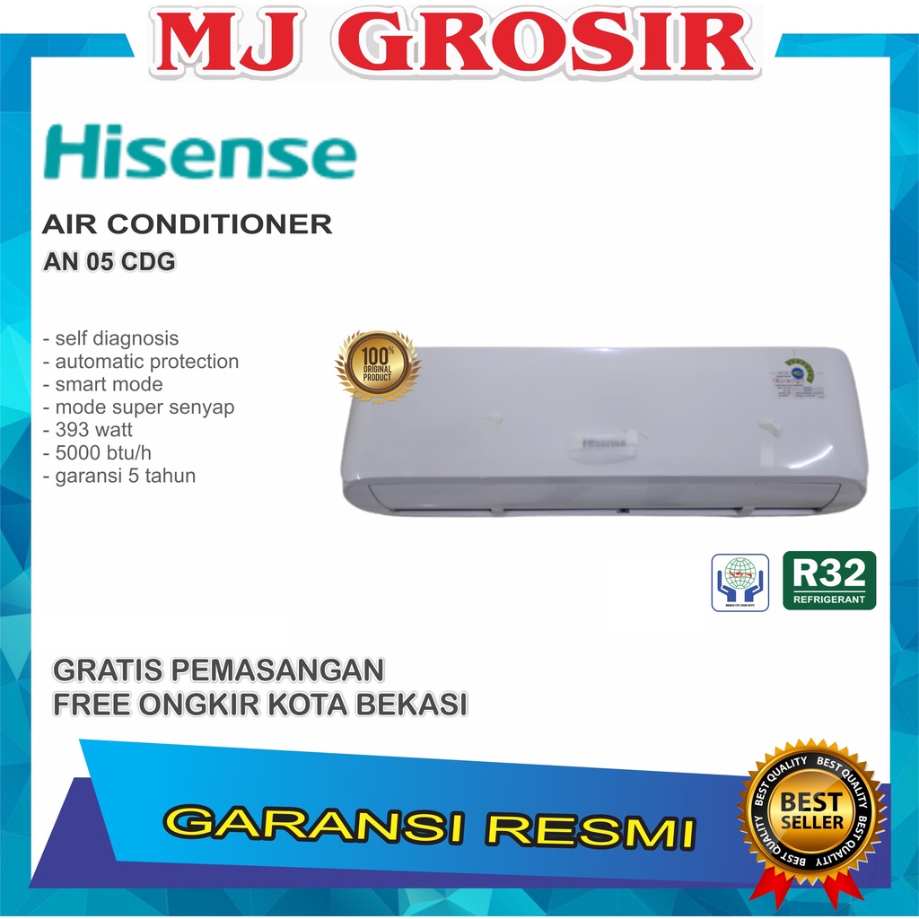 AC HISENSE AN 05 CDG AC 1/2 PK + PASANG R32 LOW WATT