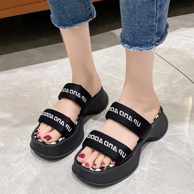 9032 Sandal Wedges Wanita Import Sendal Fashion Murah Kekinian