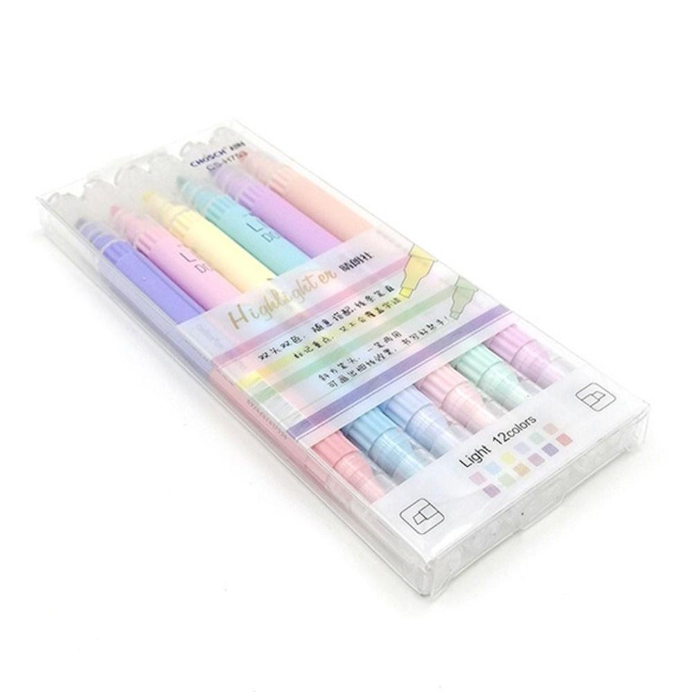 Top 6PCS/Set Stabilo Pen Set Warna Permen Perlengkapan Kantor Sekolah Menggambar Double Color Graffiti Alat Menulis Color Pen