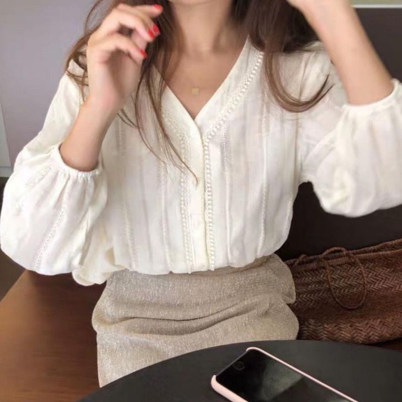 Spring Blouse Korea / Blouse Putih Korea / Korean Style