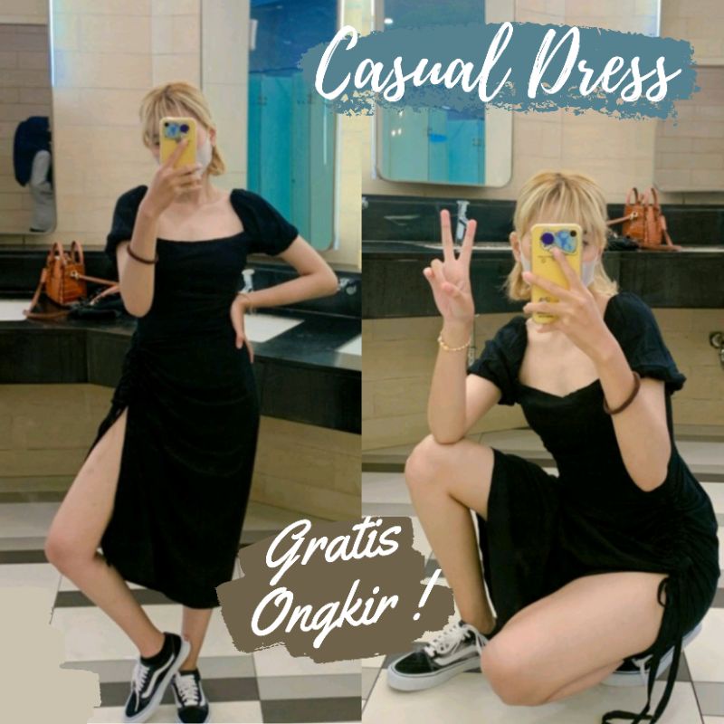 Dress Bodycon Sexy Serut Samping Bodycon Dress Serut Dress Sabrina Kerut Dress belah Belahan Samping