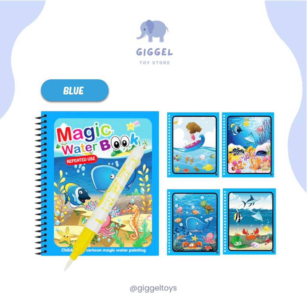 [ Giggel ] Magic Water Book / Buku mewarnai anak / Magic Coloring Book / Buku Gambar Air Ajaib Anak