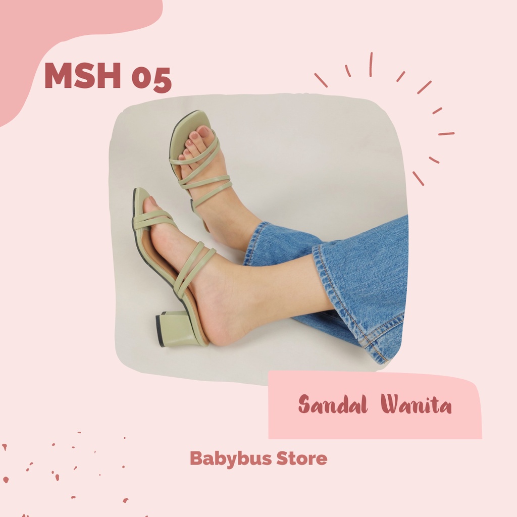 BBS MSH 05 Sandal High Heels Hak Tahu Strappy Heeled Wanita Impor Murah