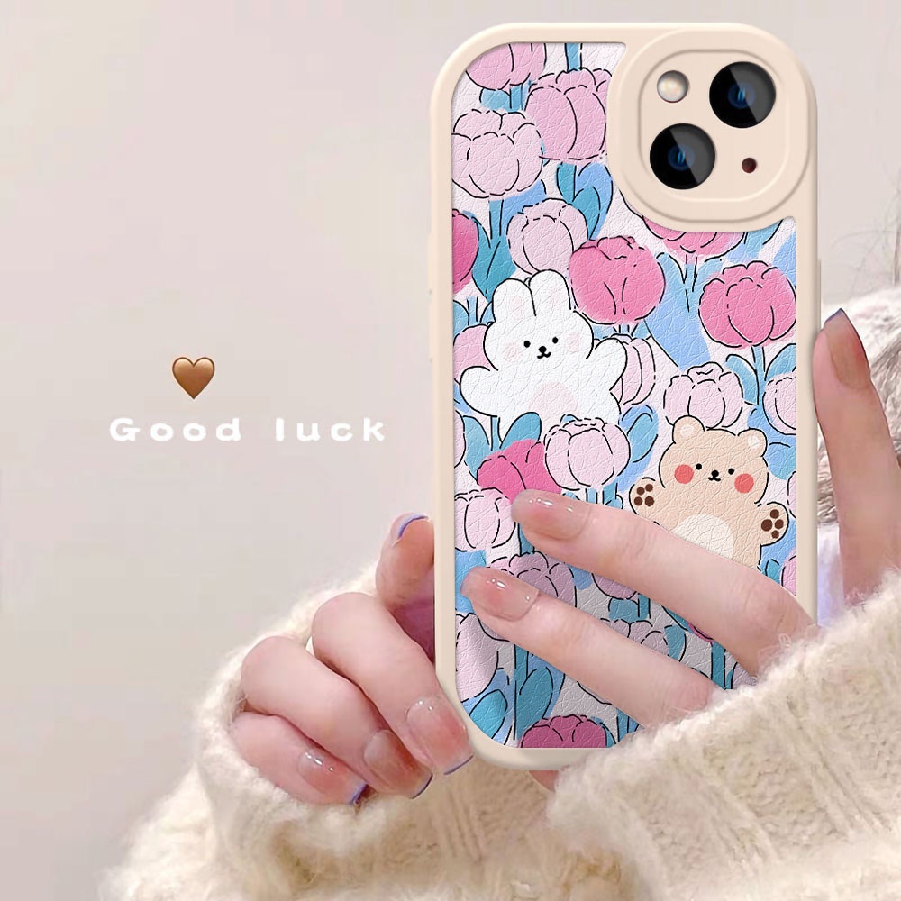 Case Pelindung Lensa Bentuk Bulat Motif Bunga Bahan Silikon Untuk iPhone 14 13 12 11 Pro Max X XS Max XR 7 8 14 Plus SE 2020