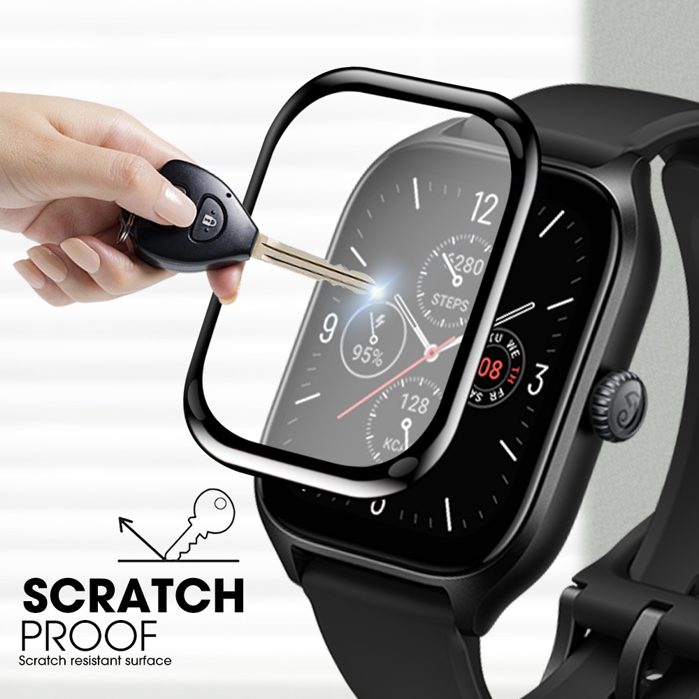 Film Pelindung Layar Smartwatch Anti Gores Full Curved HD Bahan PMMA Fiber Untuk Huami Amazfit GTR 4 / GTS 4