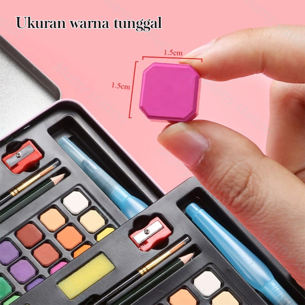 Mumystation 48 warna Solid Watercolor set Paint / Set Cat Air Padat