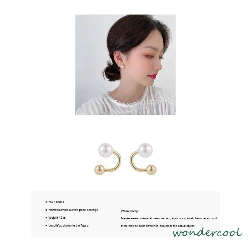 Anting-anting Desain Sederhana Anting-anting Mutiara Temperamen Wanita Kepribadian Perak-Won