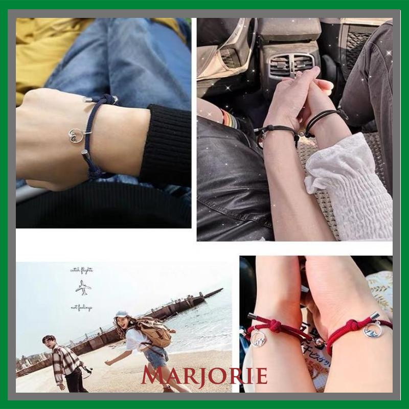 2 pcs gelang magnet/1 Pasang Gelang Couple Magnet Gelang Tali Couple Magnet Attract persahabatan Tangan Wanita Bracelets hitam/Adjustable Braid Rope BraceletS-MJD