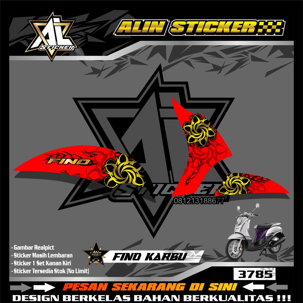 3785 STICKER STRIPING YAMAHA FINO KARBU VARIASI LIST RACING FLOWER GOLD SEMI FULL