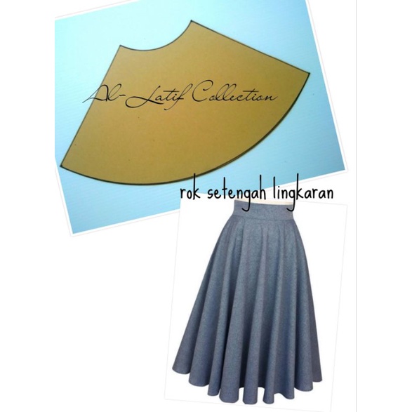 pola instan / pola jiplak ROK SETENGAH LINGKARAN