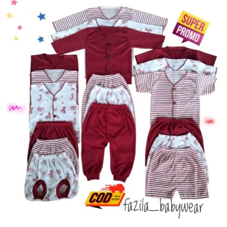 paket hemat baju bayi baru lahir 9 stel 18 pcs