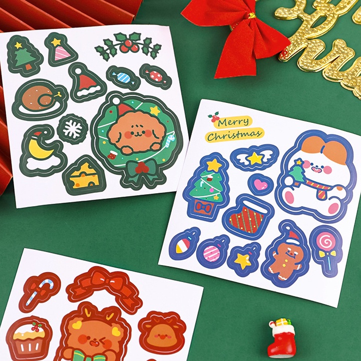 Stiker Motif Santa Claus / Snowman / Pohon Natal / Tahun Baru Untuk Dekorasi Notebook / Planner