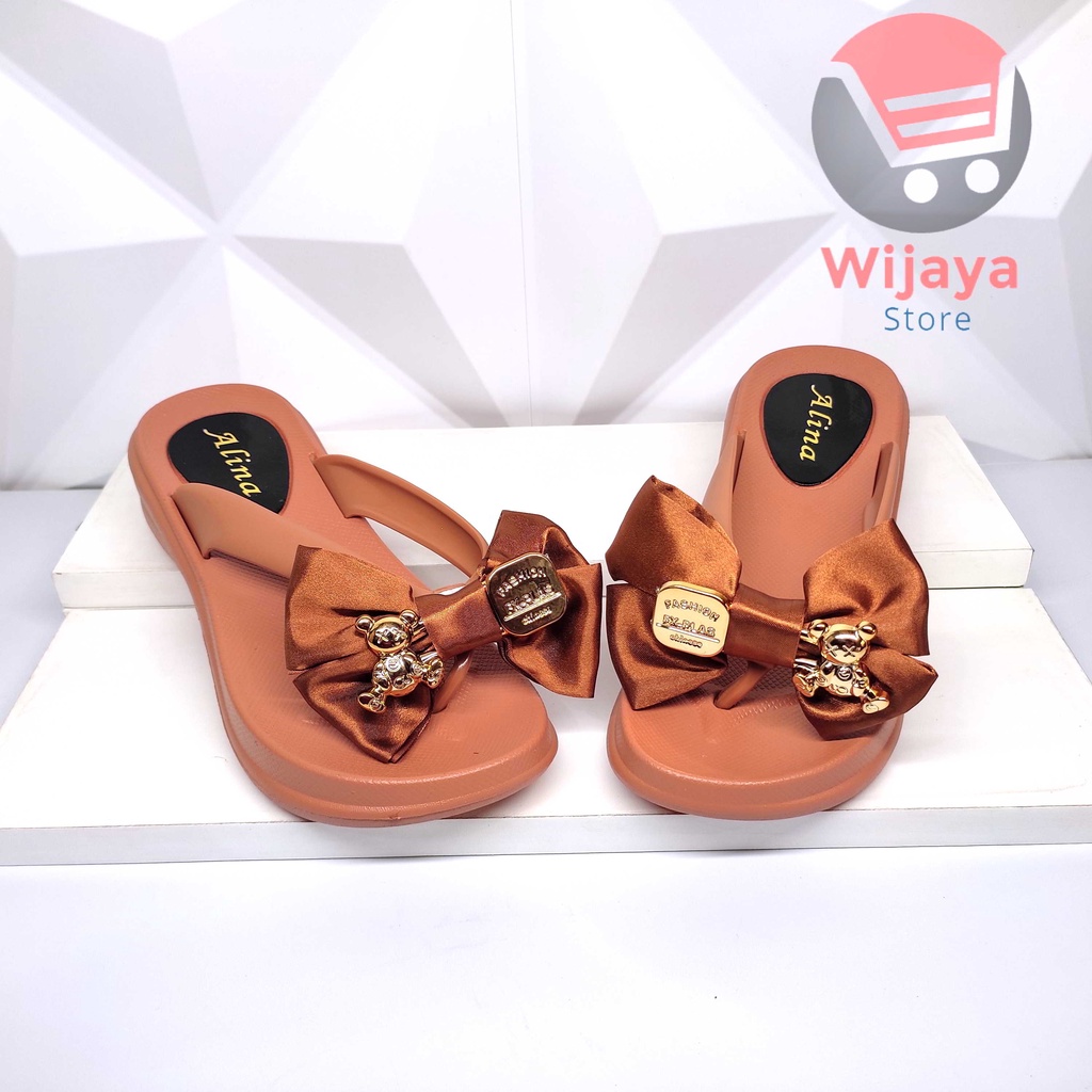 Sandal ALINA 2909 Wedges Jepit Wanita Sendal Import Cewek Perempuan