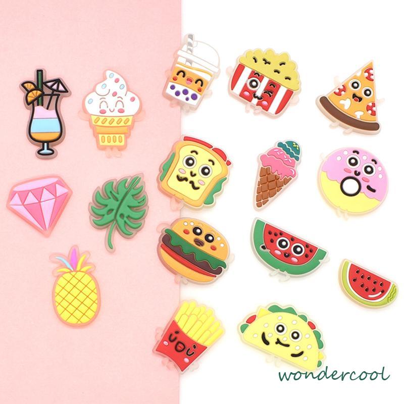 Charms Pin Bahan Pvc Glow In The Dark Desain Makanan Untuk Aksesoris Charms Fashion-Won