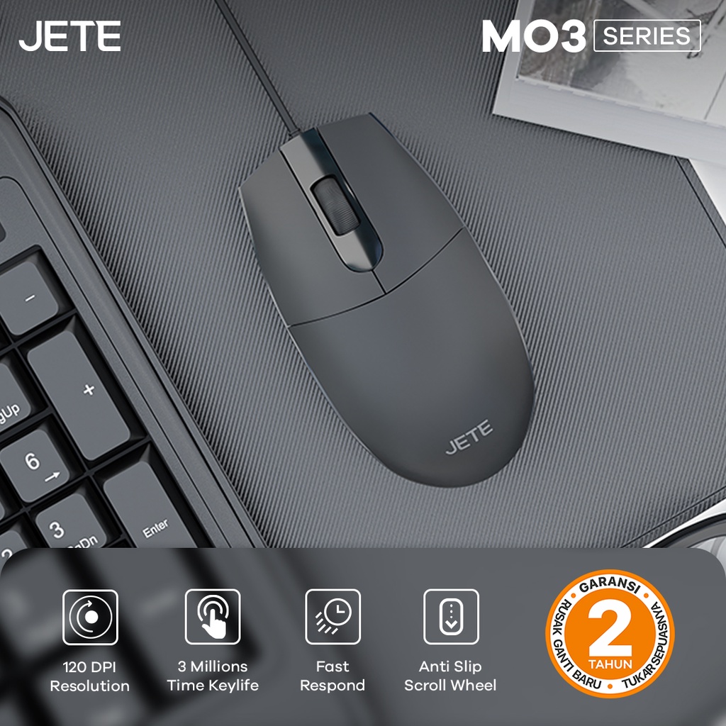 Mouse Kabel JETE MO3 Optical 1200DPI Original Garansi Resmi 2 Tahun