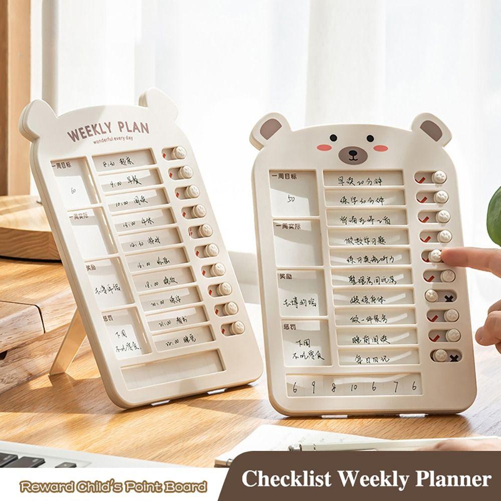 Preva Checklist Daily Planner Siswa Bear Shaped Reusable Jadwal Tugas Liburan Papan Paket Mingguan