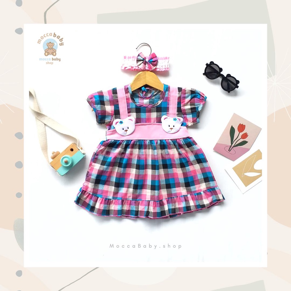 MBSS - (EXCLUSIVE ON MOCCABABY ) Dress Bayi Motif Animal Lucu Baju Bayi Perempuan / QIU2 SQUARE BEAR