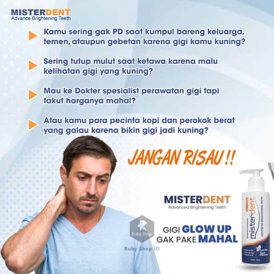 MISTERDENT ADVANCED BRIGHTENING ATASI GIGI KUNING SECARA INSTAN