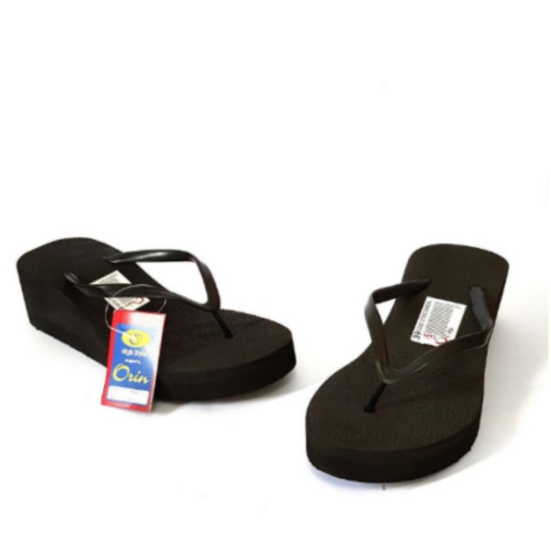 CTS Sandal Sendal Jepit Wedges Polos Flip Flop Hitam