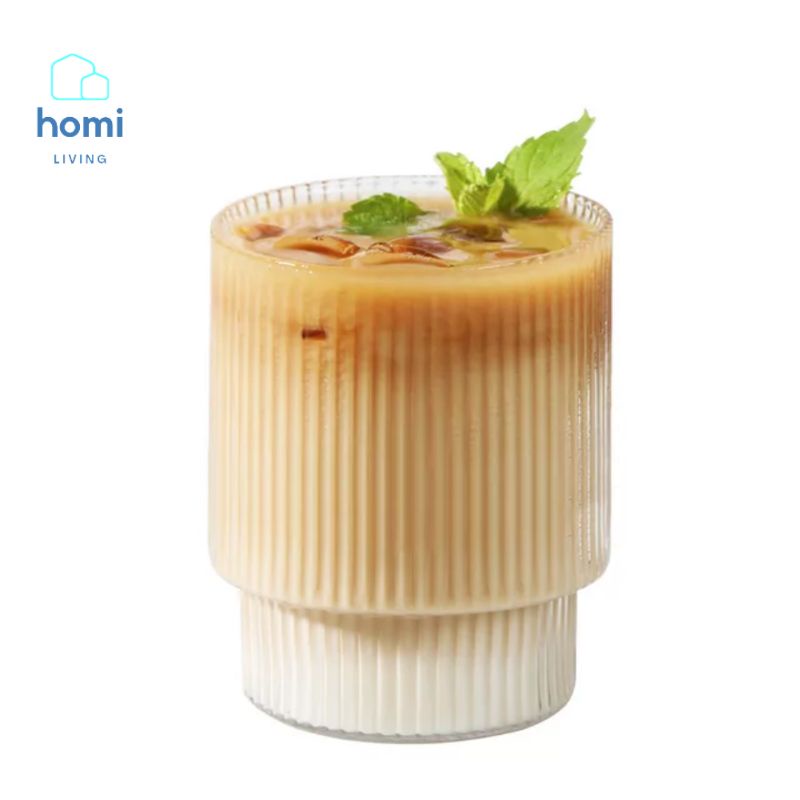 HOMI Gelas Cangkir Mug Teh Kopi Jus Susu Model Garis Strip Cafe Kafe Korea Estetik Aesthetic Minimal