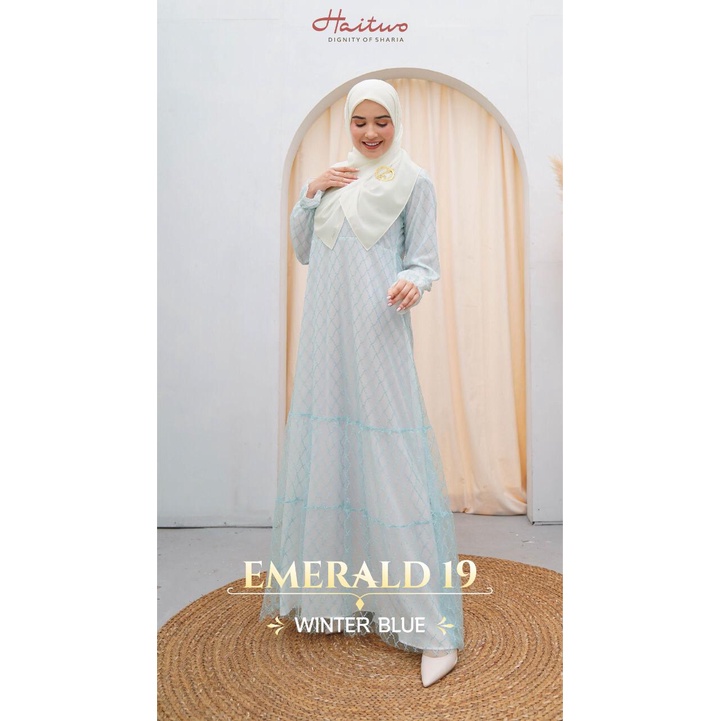 Haitwo Gamis Emerald 19 set Hijab Bahan Diamond Ceruty mix Tulle Dress Kondangan Elegant by Haitwo bisa COD