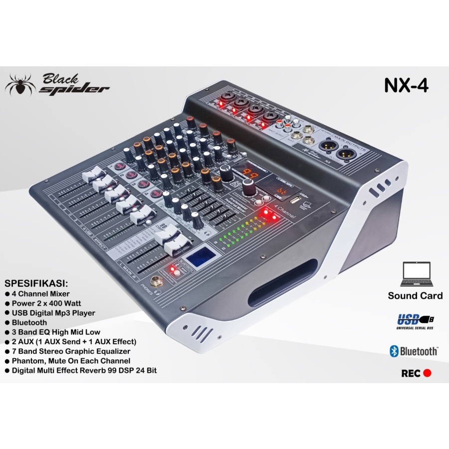 MIXER BLACK SPIDER NX4 MIXER 4 CHANNEL NX 4