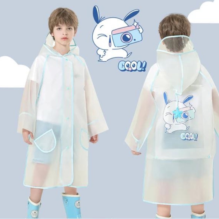 JAS HUJAN ANAK LAKI LAKI KOREA MANTEL COWOK RAINCOAT KIDS MOTIF BIRU KUCING USIA 2-12 TAHUN YW2S1