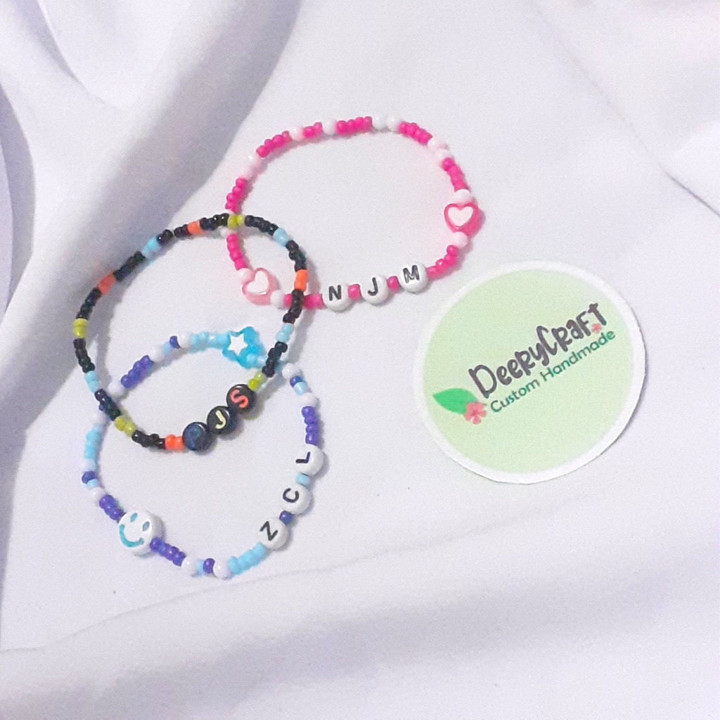 Varian 3 Gelang nama KPOP / gelang manik-manik / beads bracelet / Gelang inisial nama