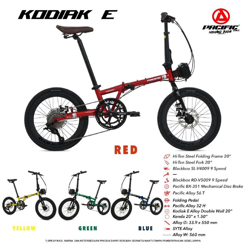 Sepeda Lipat 16 20 inch Pacific Kodiak E Black Box 9 Speed