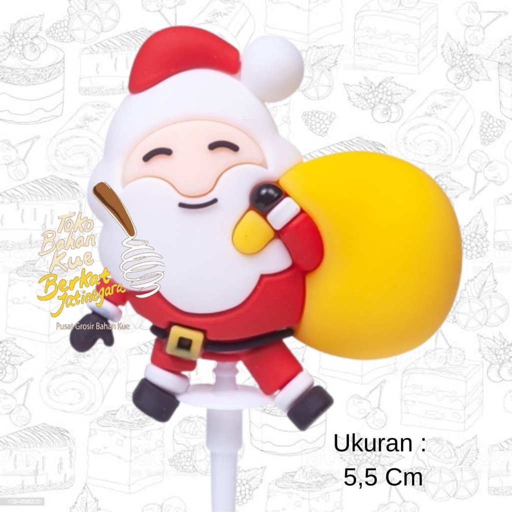 HIASAN KUE CUP CAKE NATAL SANTA / TOPPER XMAS KARET SANTA KARUNG / PCS