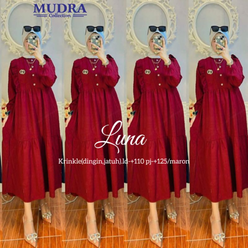 Luna Midi Dress fashion wanita by Mudra