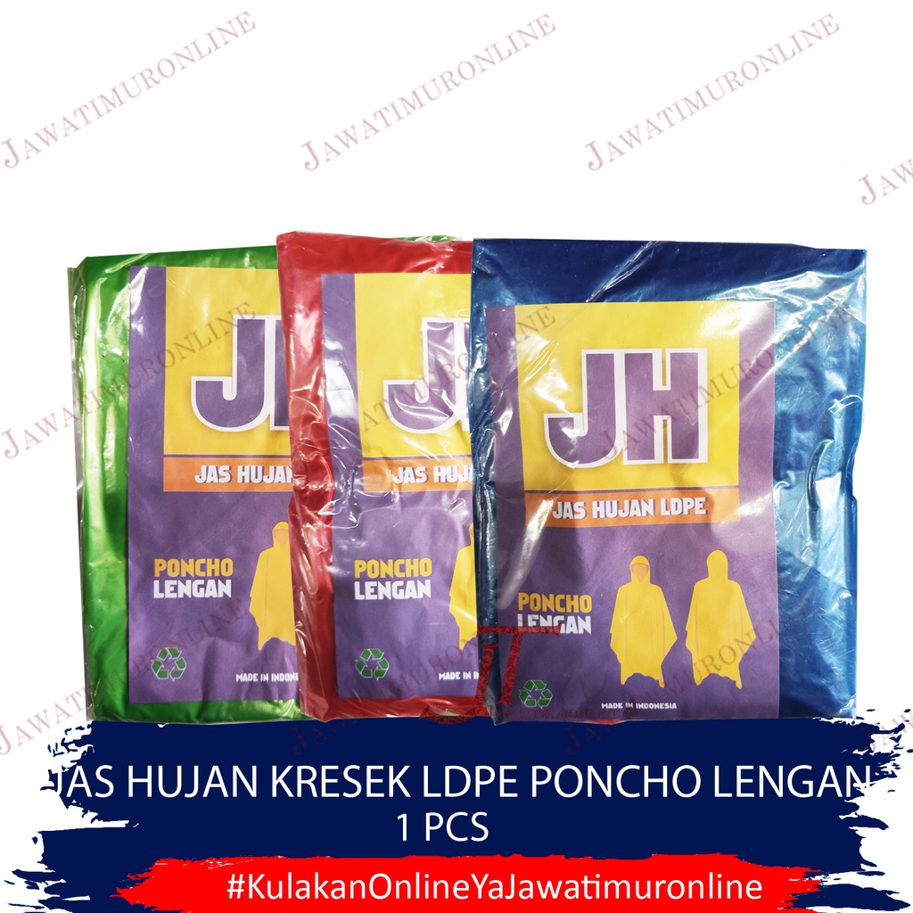 Jas Hujan Kresek Poncho Lengan Bahan Plastik