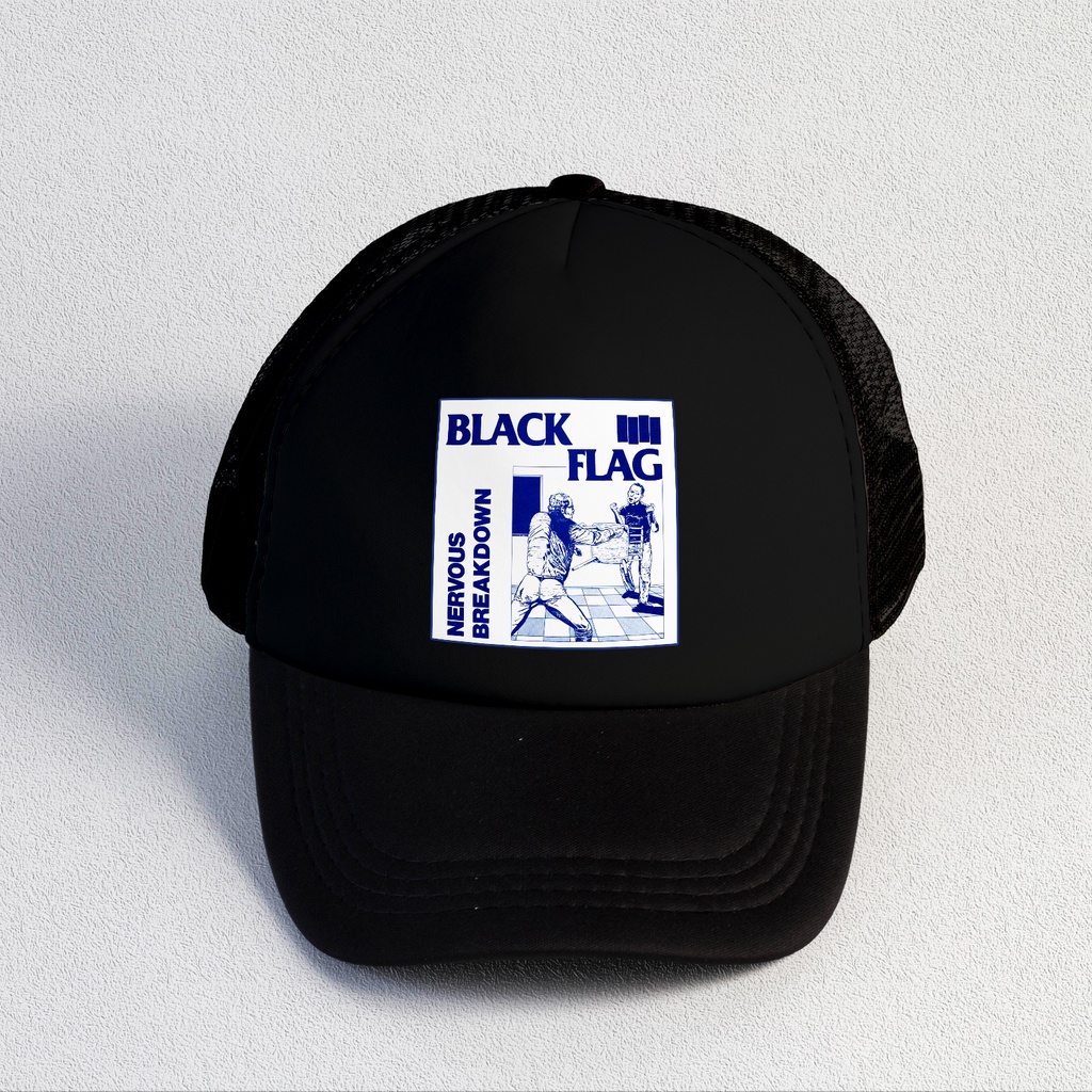 Black Flag | Trucker Hat Best Seller | Topi Pria | Topi | Trucker | Topi Band | Baseball | Band | Topi Jaring | Topi Sablon | Head Studio