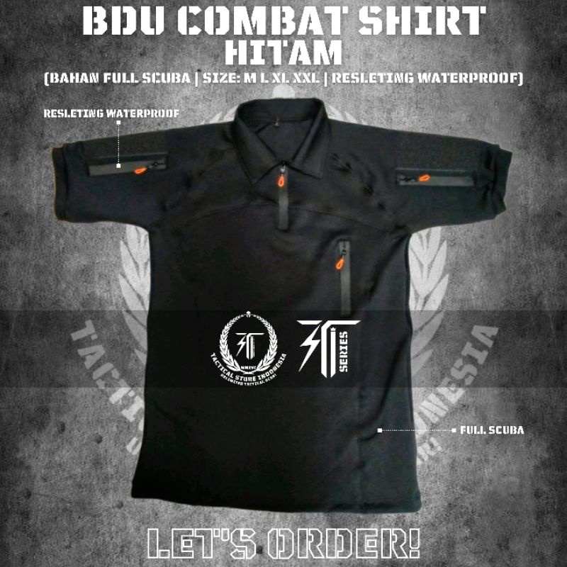 BDU Scuba Hitam - BDU Combat Shirt Full Scuba Lengan Pendek